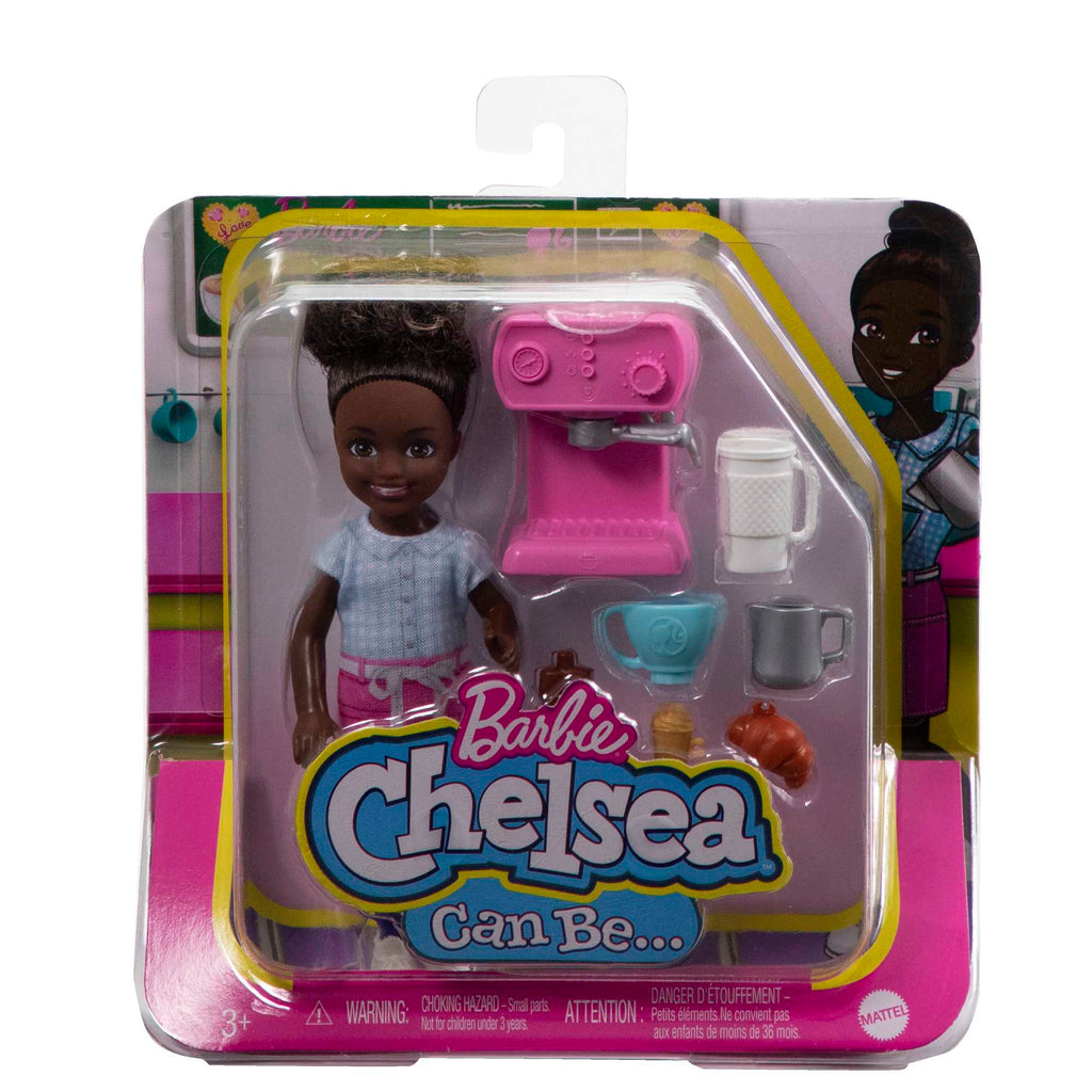 Barbie Chelsea Can Be… Barista Doll And 7 Career-Themed Accessories Including Coffee Maker