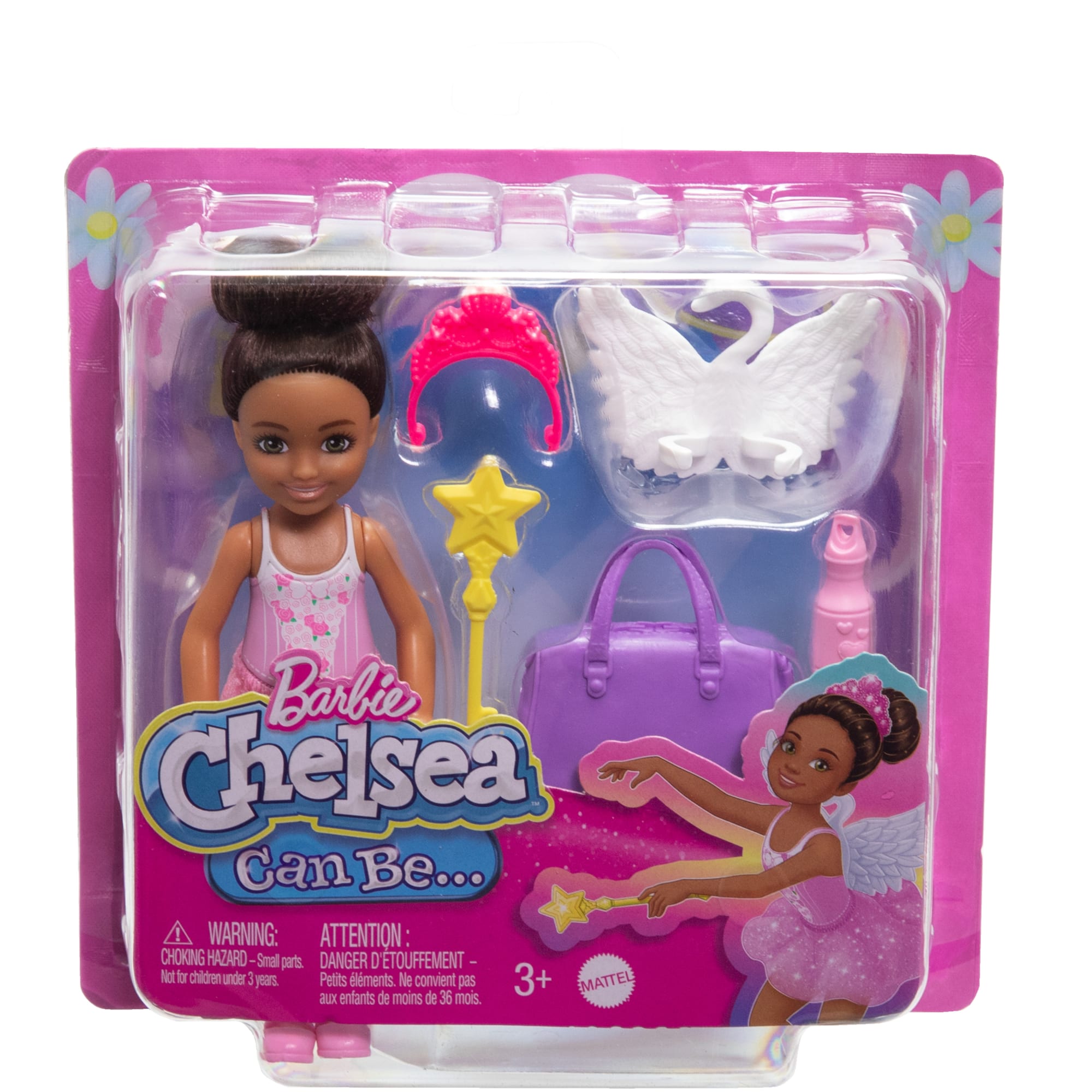 Barbie Chelsea Ballerina Doll & Accessories Set, Career-Themed Brunette Small Doll