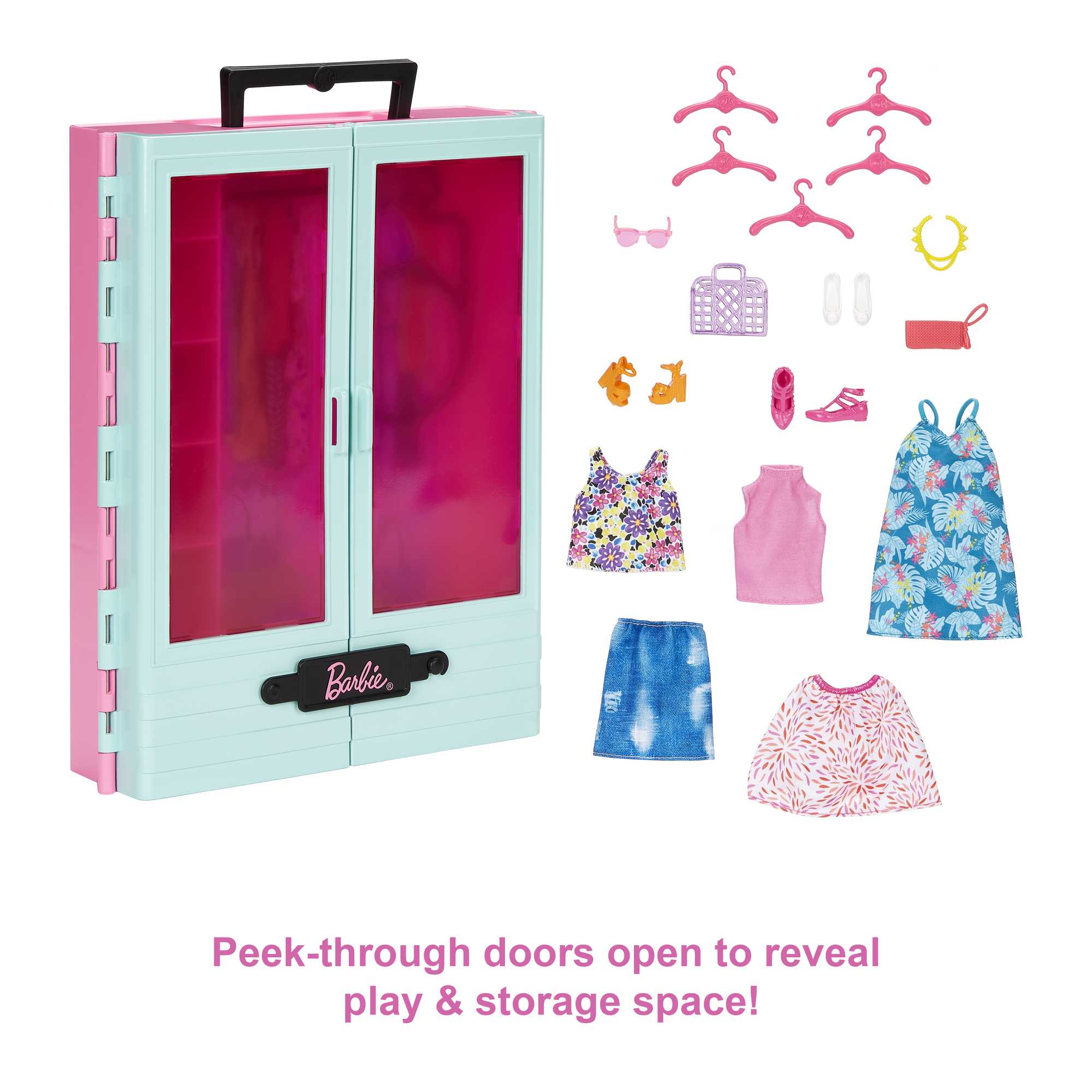 Barbie Closet Playset With 3 Outfits & Accessories, 3 To 8 Years