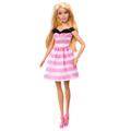 Barbie 65th Anniversary Fashion Doll With Blonde Hair, Pink Striped Dress And Accessories