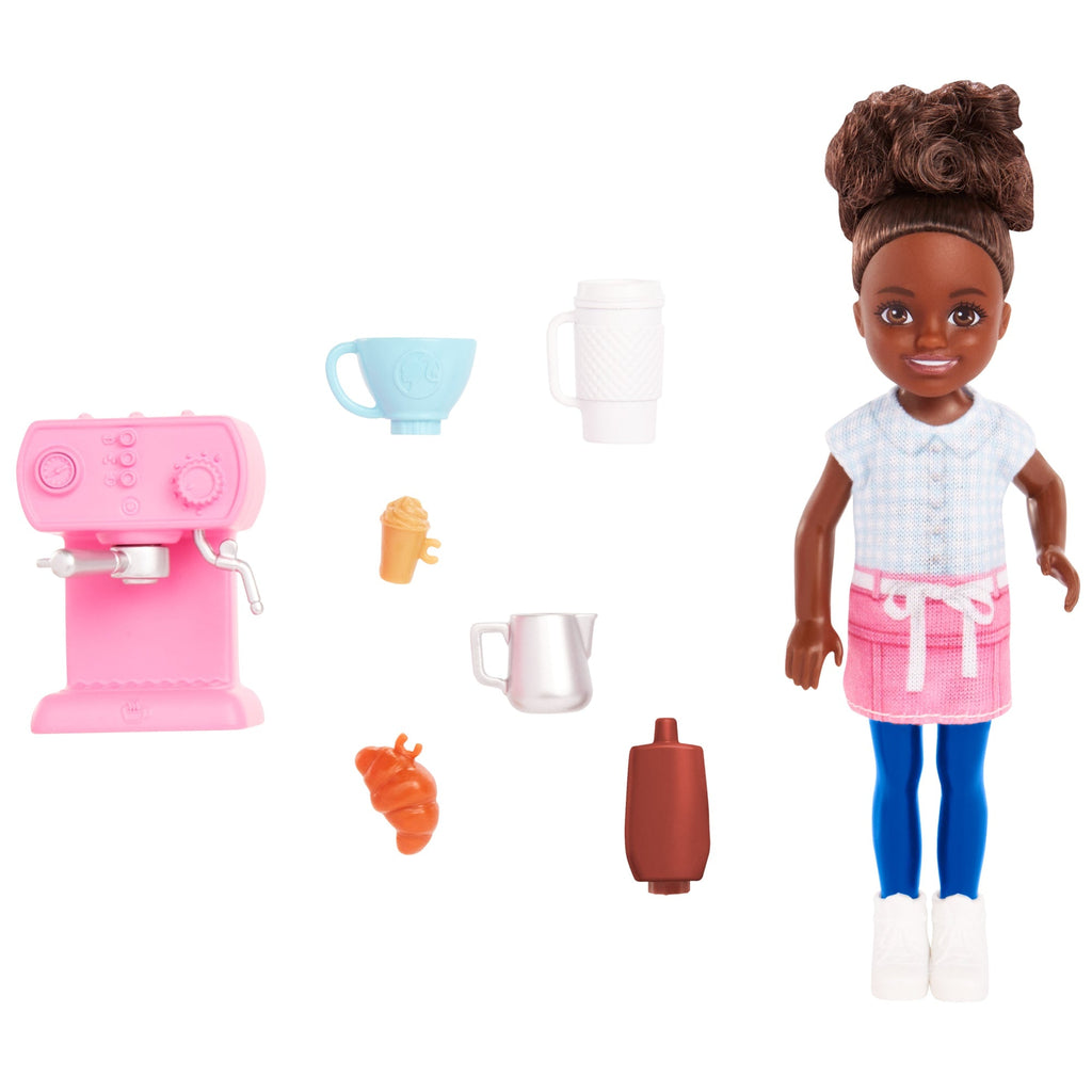Barbie Chelsea Can Be… Barista Doll And 7 Career-Themed Accessories Including Coffee Maker