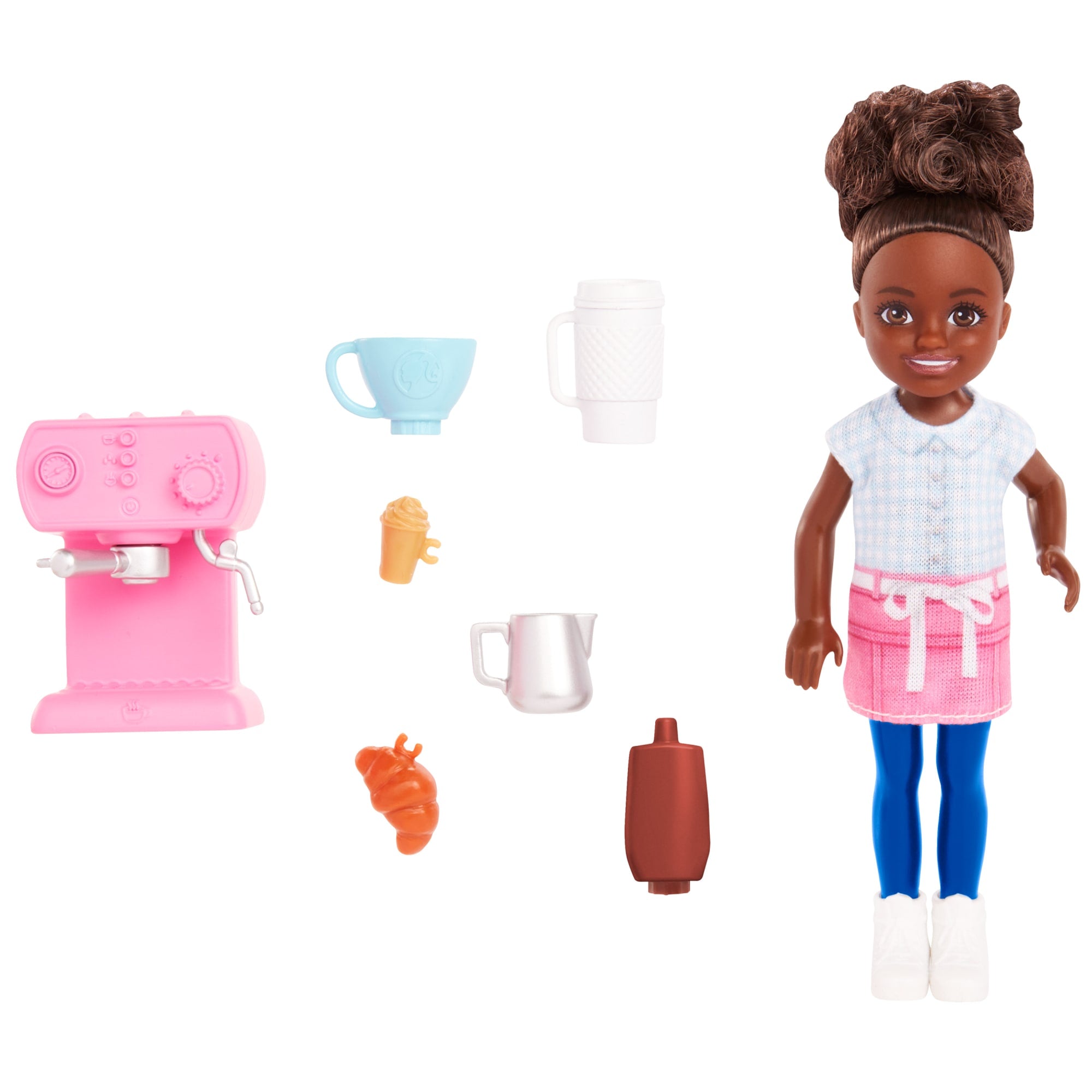 Barbie Chelsea Can Be… Barista Doll And 7 Career-Themed Accessories Including Coffee Maker